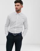 Asos Design Slim Fit Shirt In Navy & White Stripe-green