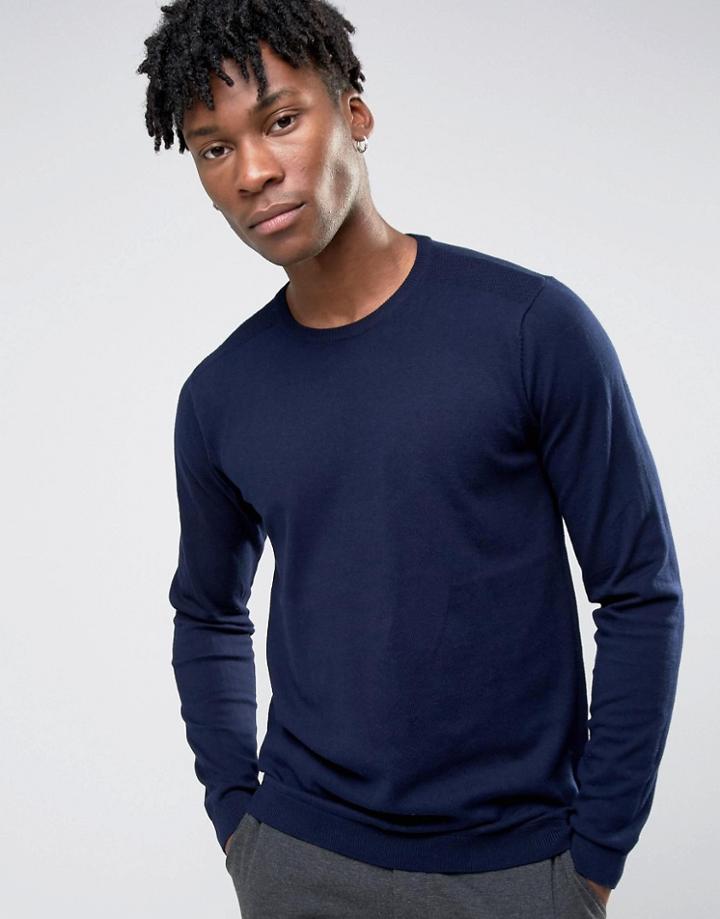 Burton Menswear Crew Neck Sweater - Navy