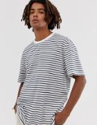 Brooklyn Supply Co Drop Shoulder Oversized T-shirt With Stripes In Ecru-beige