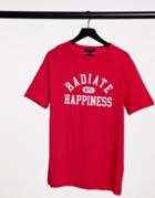 New Look Oversized Radiate Happiness T-shirt In Red