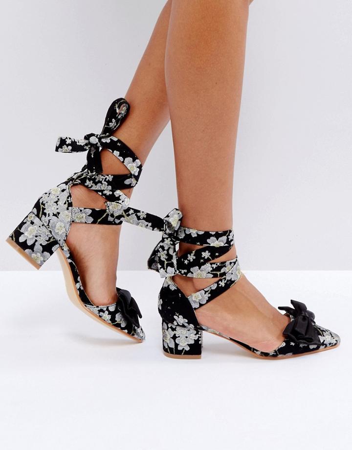 Truffle Bow Kitten Heel Shoe - Black