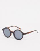 Aj Morgan Round Rimless Sunglasses In Brown Tort