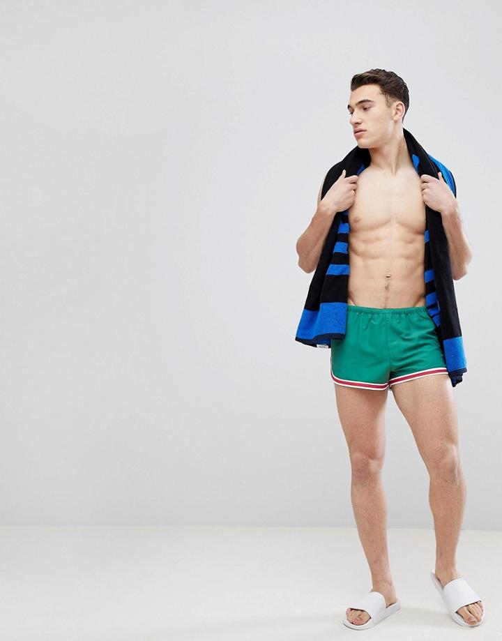 Asos Swim Short In Green In Super Short Retro Fit - Green