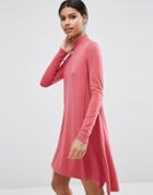 Asos Knit Tunic Dress In Cashmere Mix - Pink