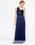 True Decadence Wrap One Shoulder Maxi Prom Dress - Navy