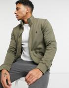 French Connection Zip Through Funnel Bomber Jacket In Khaki-green