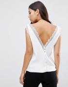 Asos Deep Plunge Lace Insert Camisole Tank - Ivory