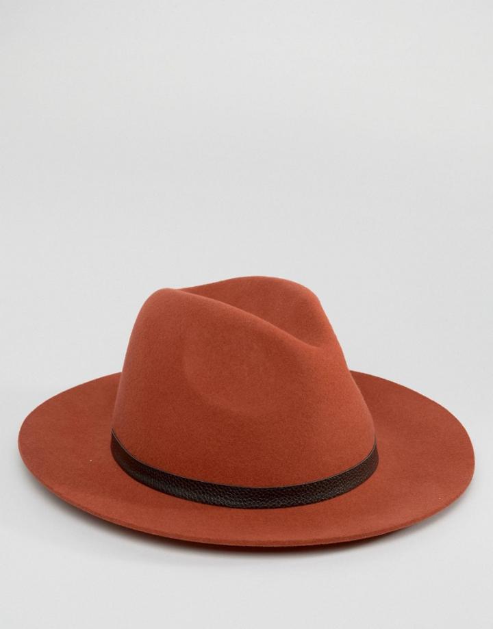 Asos Fedora In Rust - Orange