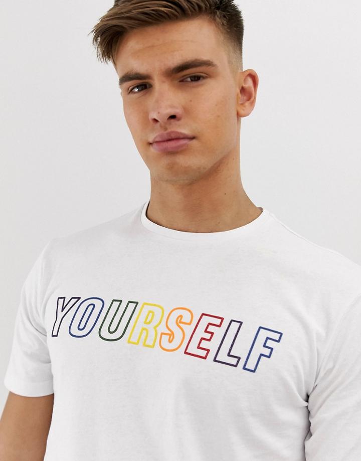 Only & Sons Rainbow T-shirt With Chest Logo In White - White