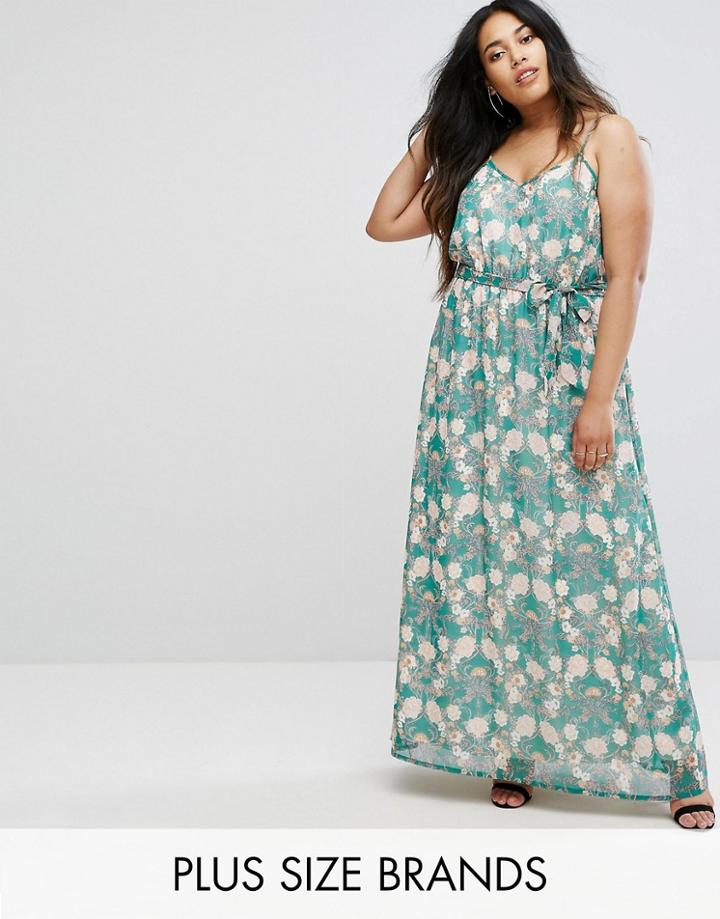 Uttam Boutique Plus Flower Print Maxi Dress - Green