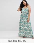 Uttam Boutique Plus Flower Print Maxi Dress - Green