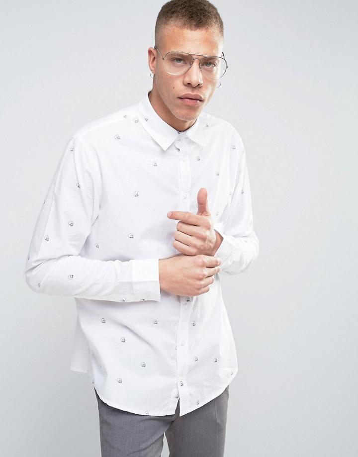 Cheap Monday Arced Shirt Skulls - White