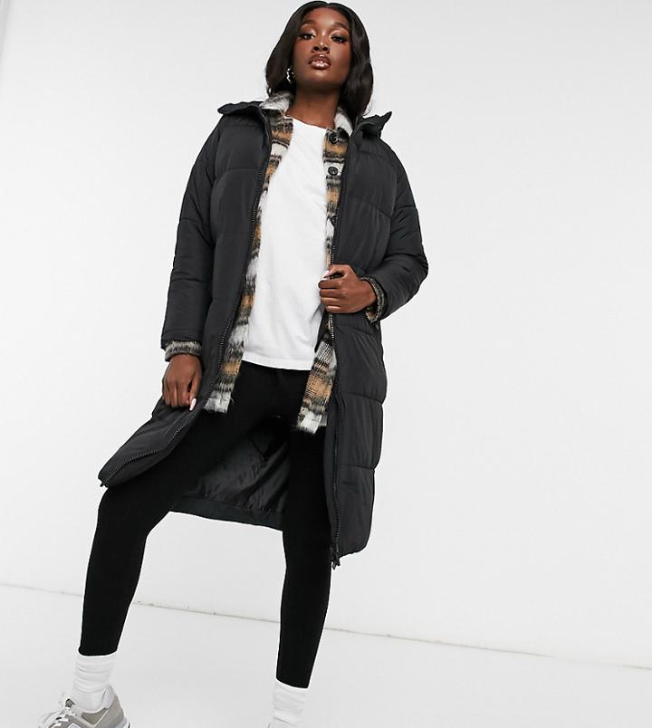 New Look Tall Longline Duvet Puffer Coat In Black