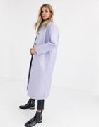 Asos Design Patent Trench Coat In Lilac-purple