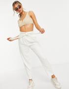 Asos Design Belted Tapered Linen Pants-white