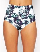 Jaded London White Flowers High Waist Bikini Bottom - White Flower