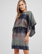 Flounce London Sequin Batwing Mini Dress In Ombre Sequin-multi