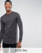 Asos Tall Longline Lightweight Muscle Sweatshirt - Black