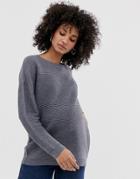 Asos Design Maternity Sweater With Ripple Stitch Detail - Gray