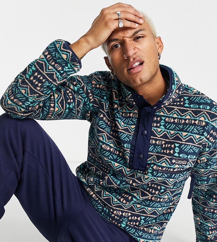 Columbia Heletia Half Snap Fleece In Navy Exclusive At Asos
