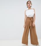 River Island Petite High Waist Wide Leg Pants - Beige
