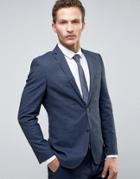 Selected Homme Slim Suit Tuxedo Jacket With Satin Lapel - Navy