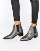 Office Agave Pewter Leather Chelsea Boots - Silver