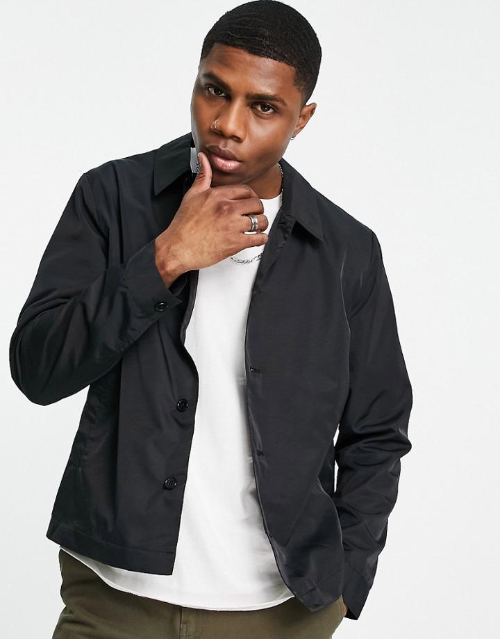 Asos Design Lightweight Nylon Coach Jacket In Black