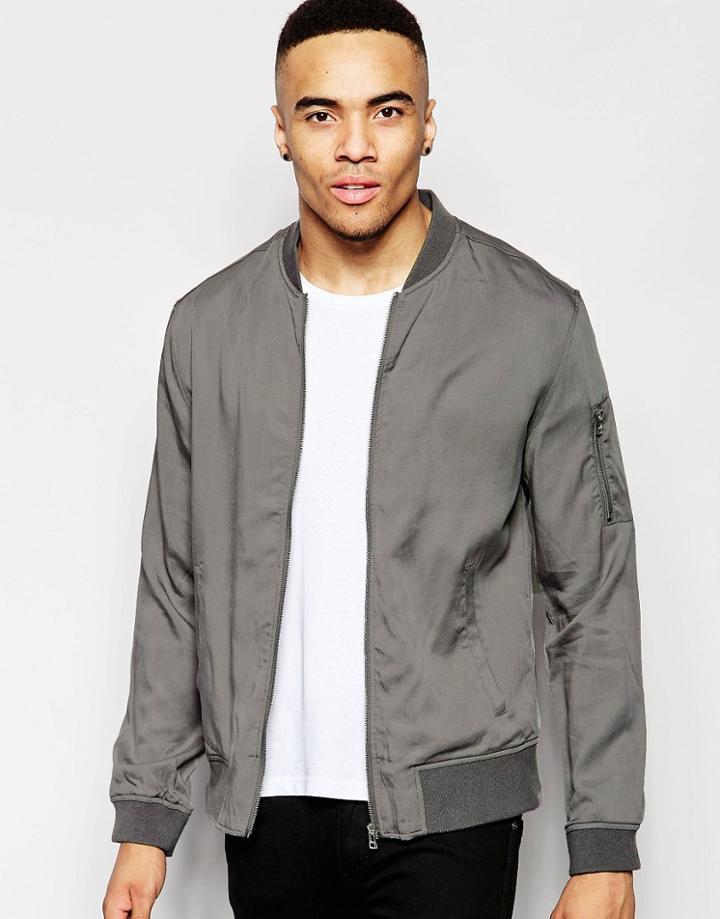 New Look Bomber Jacket In Gray - Gray