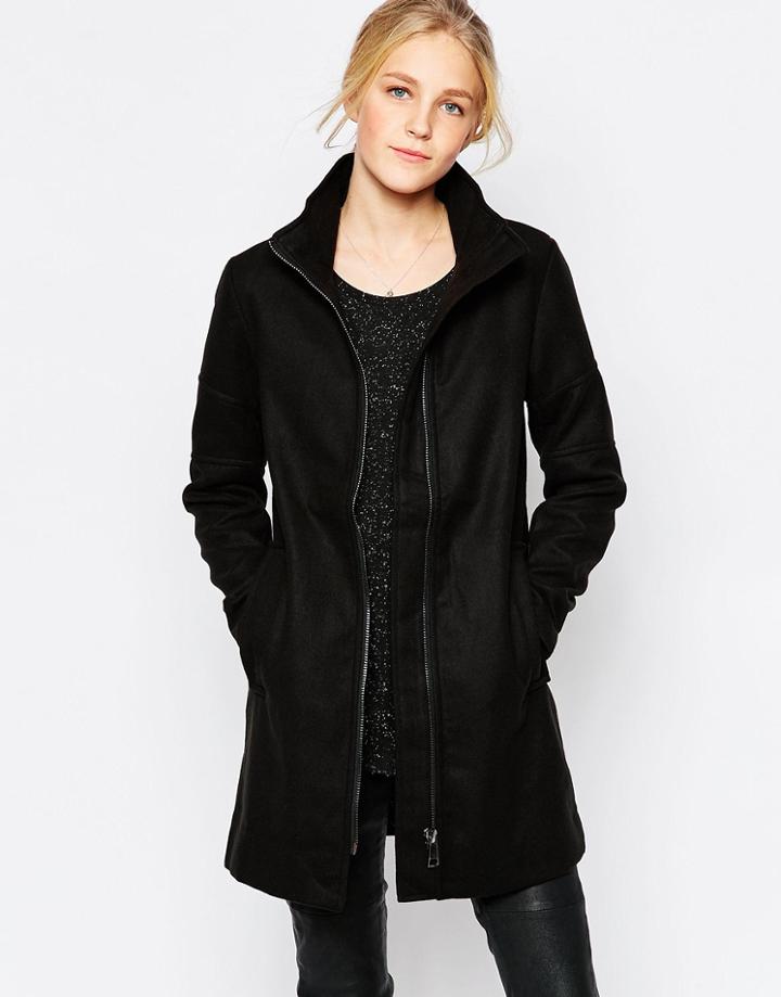 Jdy High Neck Zip Front Jacket - Black