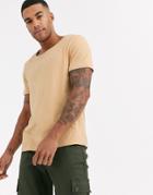 Asos Design T-shirt With Scoop Neck In Beige