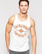 Jack & Jones Tank With Classic Logo Print - White