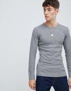 Esprit Organic Cotton Muscle Fit Ribbed Long Sleeve Top - Gray