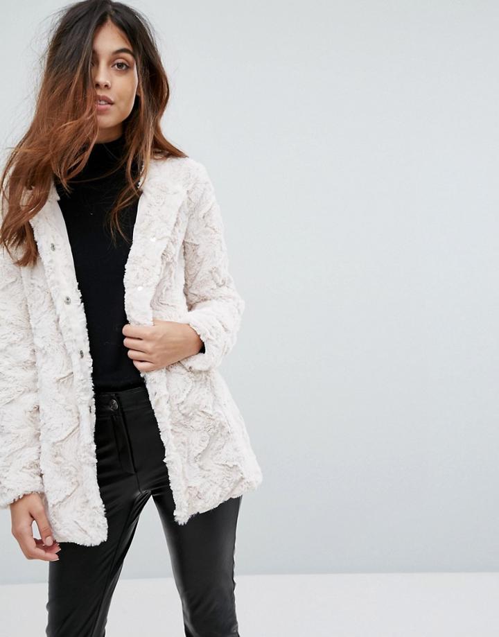 Vero Moda Faux Fur Jacket - Brown