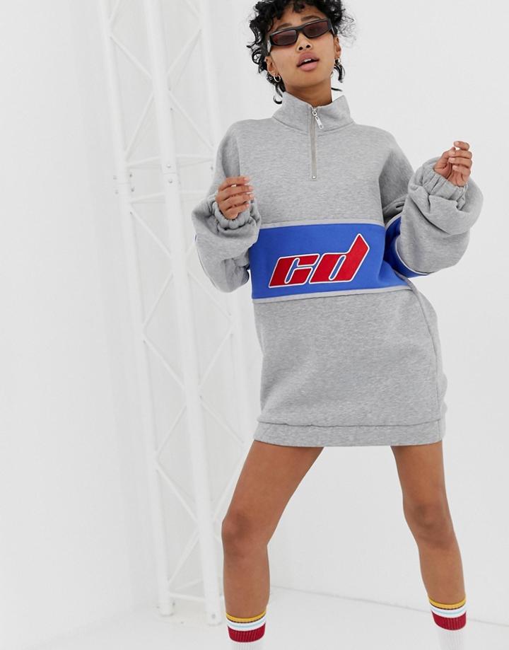 Criminal Damage Extreme Oversized Sweat Dress With Reflective Strips - Gray
