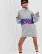 Criminal Damage Extreme Oversized Sweat Dress With Reflective Strips - Gray
