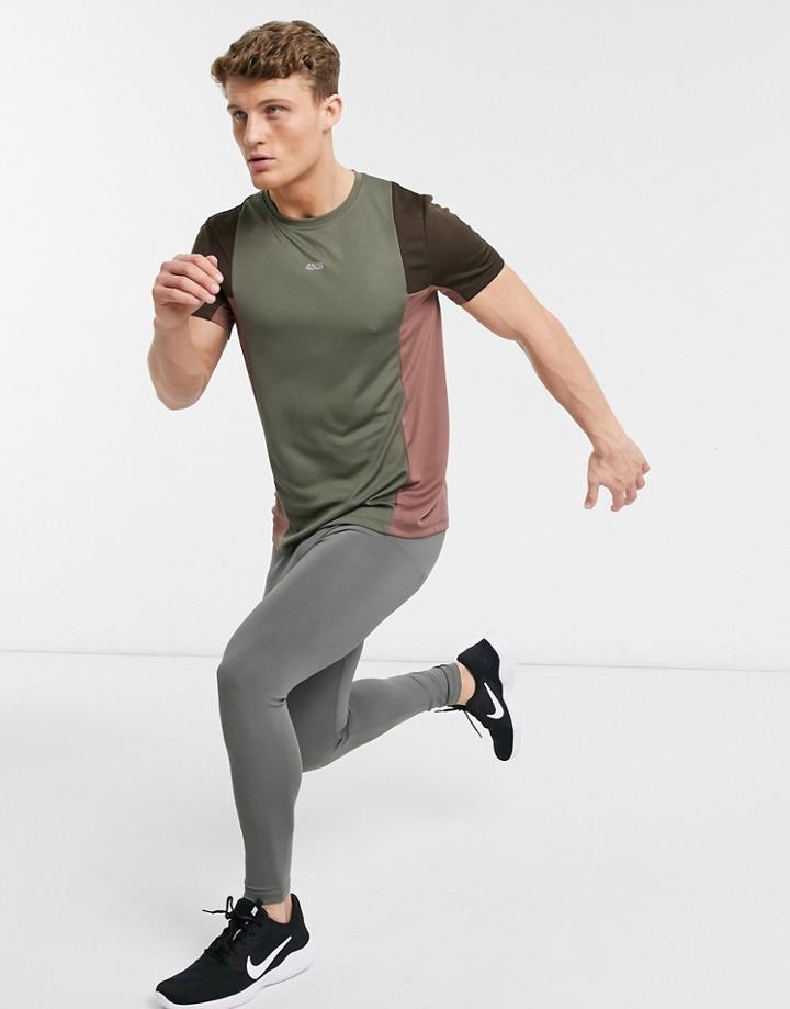 Asos 4505 Training T-shirt With Contrast Panels-green