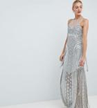 A Star Is Born Tall Embellished Maxi Dress With Iridescent Sequins - Silver