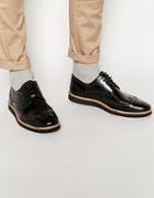 Asos Brogue Shoes In Black Leather - Black