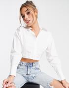 In The Style X Olivia Bowen Curved Hem Shirt In White