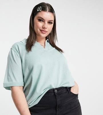 Only Curve Polo Top In Light Green