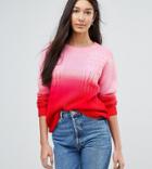 Asos Tall Sweater In Cable With Dip Dye - Pink