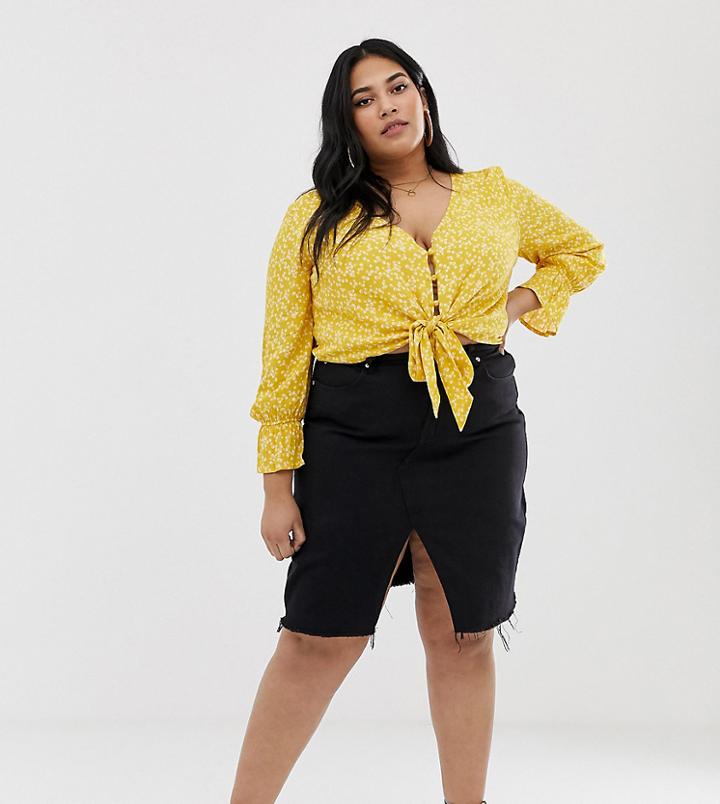 Glamorous Curve Midi Skirt In Denim