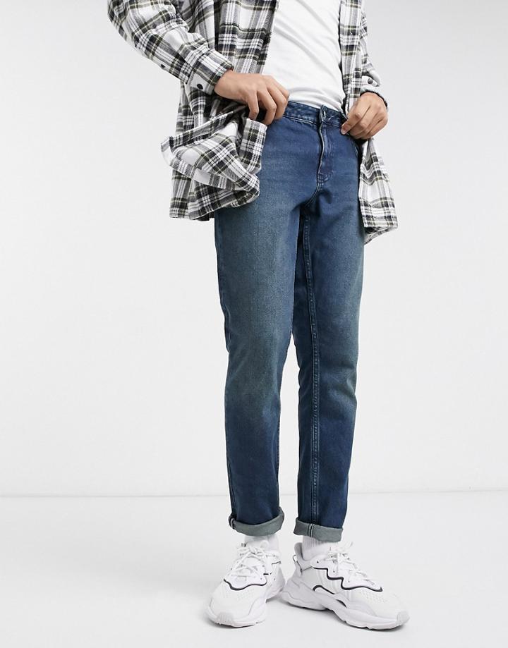 Asos Design Slim Jeans In Dark Greencast-blue