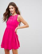 Qed London Skater Dress With Embelished Detail - Pink