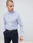 Asos Design Slim Smart Work Shirt With Stripe - Blue