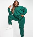 Cotton: On Curve High Waist Sweatpants In Green - Part Of A Set
