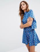 Noisy May Watermelon Print Denim Shirt - Light Blue Denim