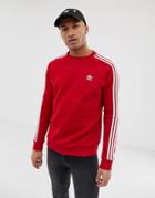 Adidas Originals 3 Stripe Sweatshirt In Red - Red