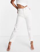Asos Design Hourglass High Waist 'slouchy' Mom Jeans In Ecru-neutral